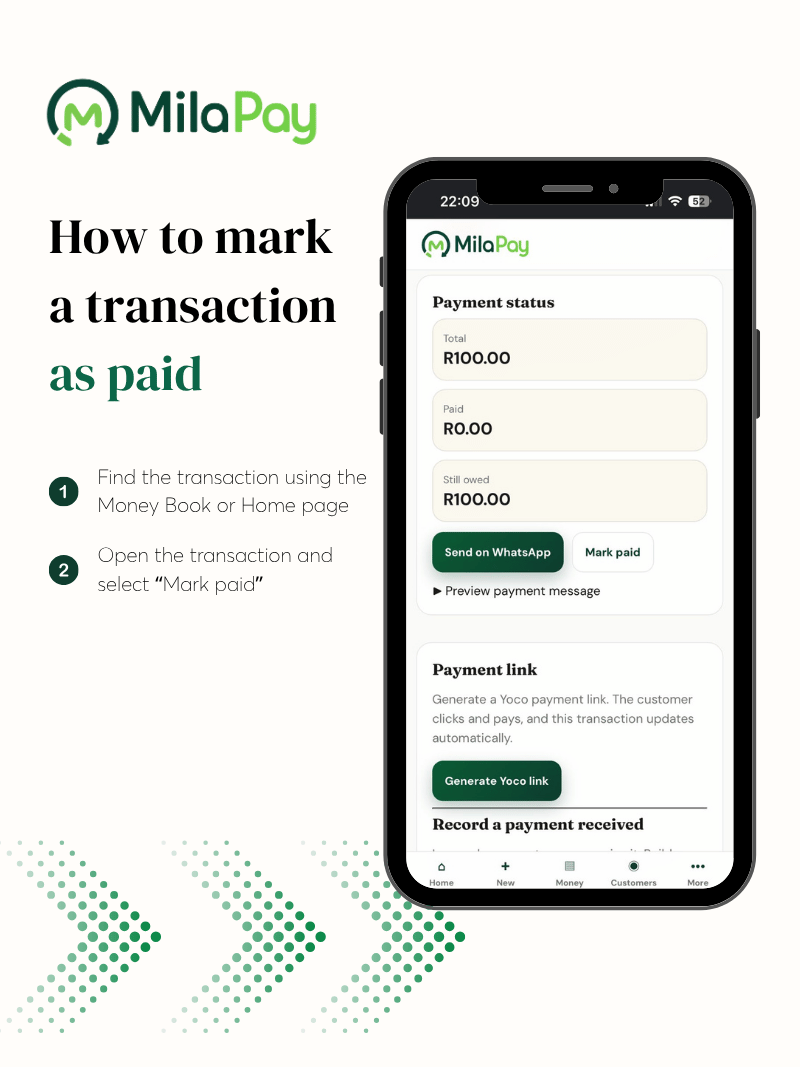 How to mark a transaction as paid
