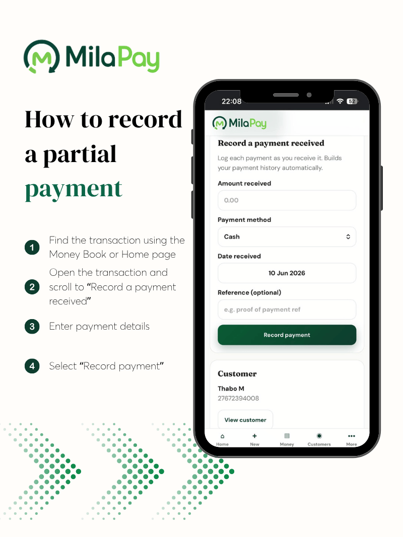 How to record a partial payment