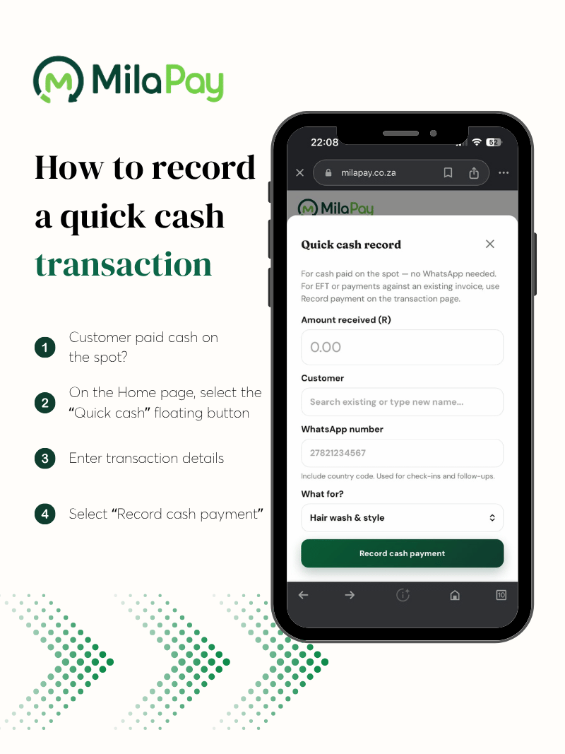 How to record a quick cash transaction
