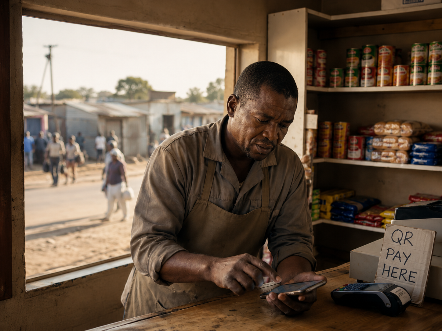 Small business owner using mobile payments